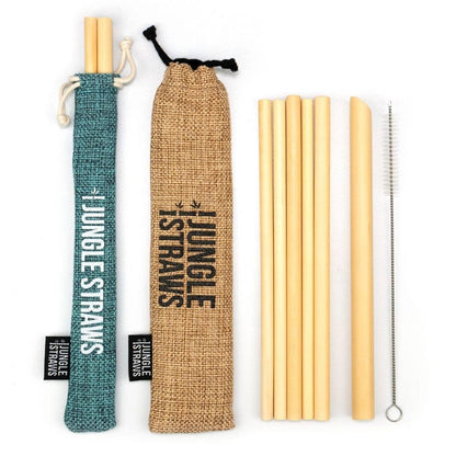 Bamboo Straws - Reusable Drinking Straw Set - Plastic-Free: Slate (Dark Grey)