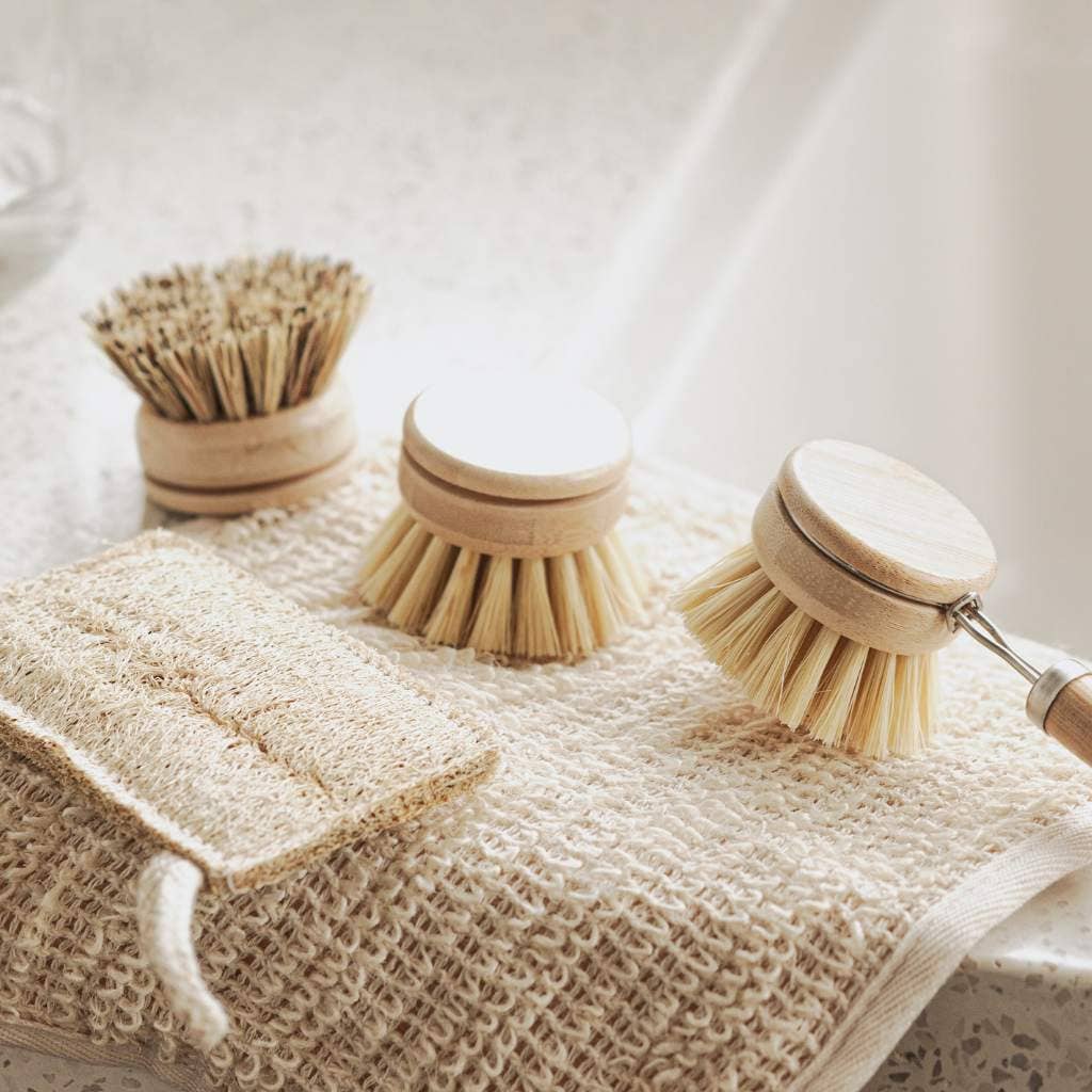 Bamboo Dish Brush Set | Washing Up Cleaning Brushes 4pcs