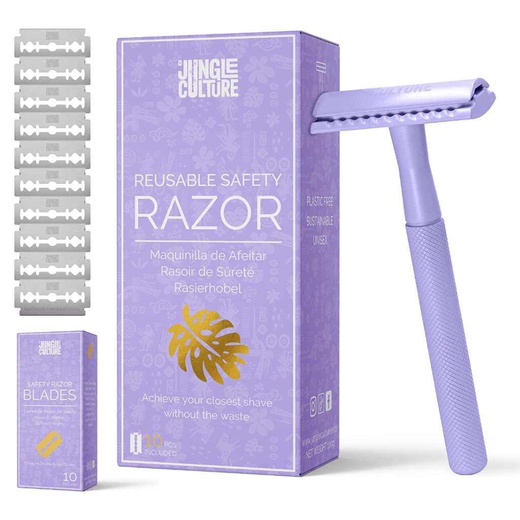 Reusable Metal Safety Razors - Includes 10x Razor Blades: Rainbow