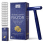 Reusable Metal Safety Razors - Includes 10x Razor Blades: Sapphire Blue