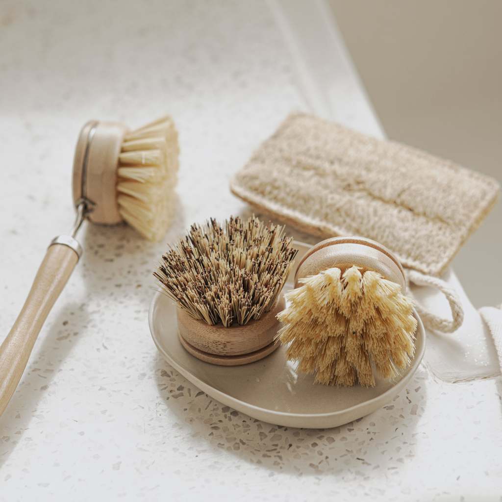 Bamboo Dish Brush Set | Washing Up Cleaning Brushes 4pcs