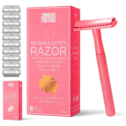 Reusable Metal Safety Razors - Includes 10x Razor Blades: Rainbow