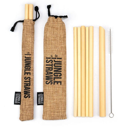 LBamboo Straws - Reusable Drinking Straw Set - Plastic-Free: Vanilla (Cream)