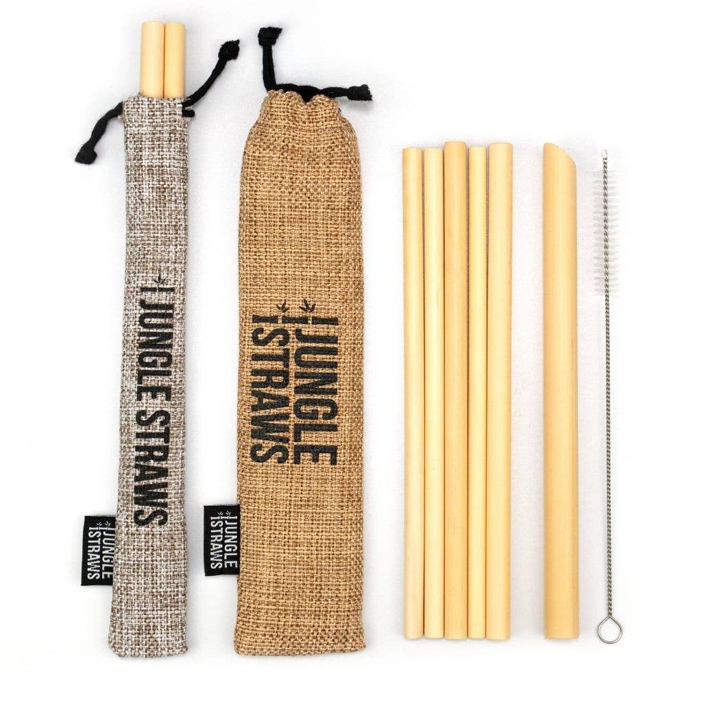 Bamboo Straws - Reusable Drinking Straw Set - Plastic-Free: Slate (Dark Grey)