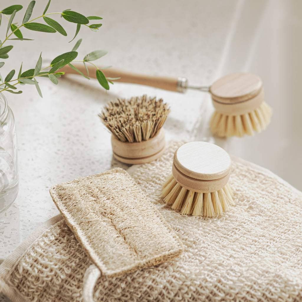 Bamboo Dish Brush Set | Washing Up Cleaning Brushes 4pcs