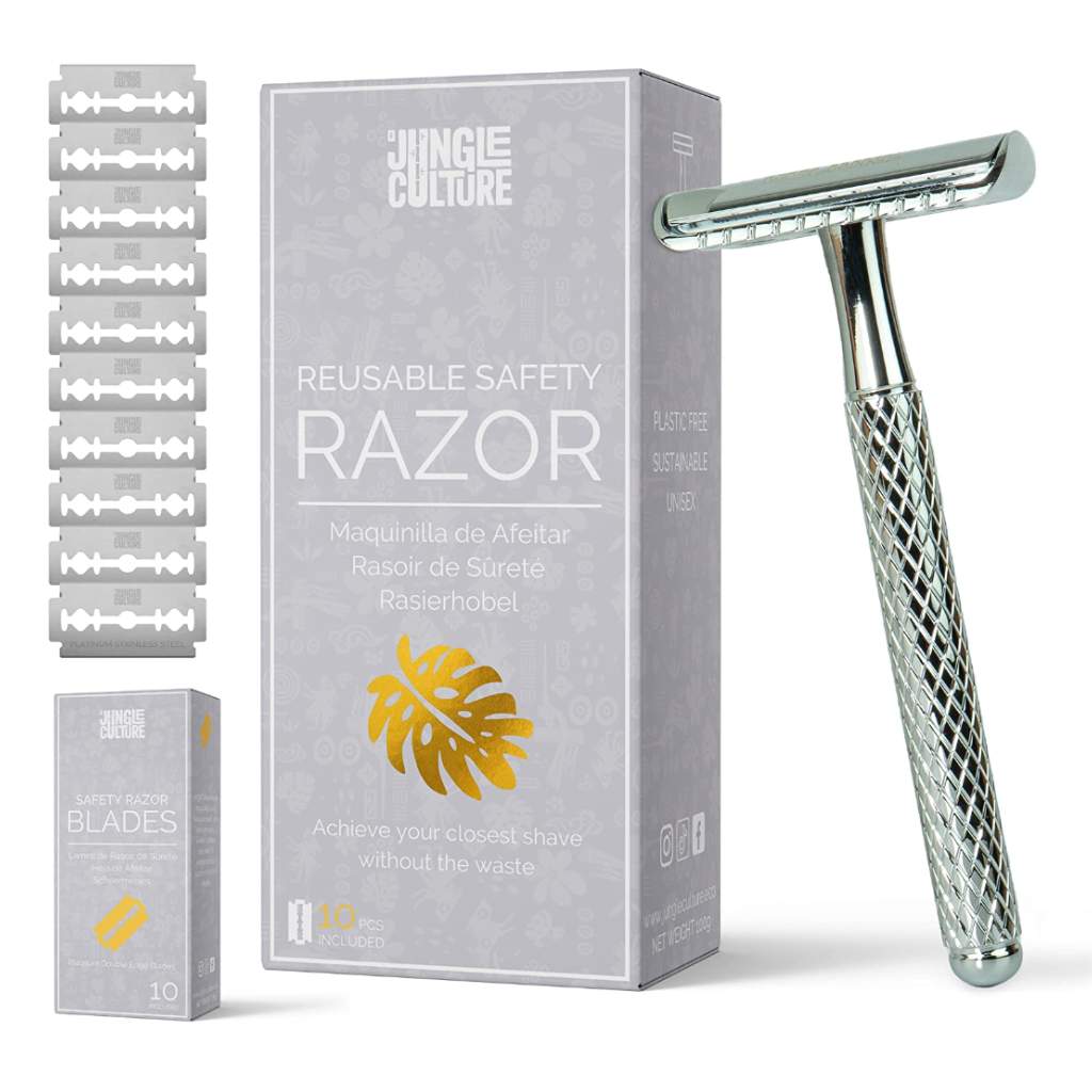 Reusable Metal Safety Razors - Includes 10x Razor Blades: Rainbow