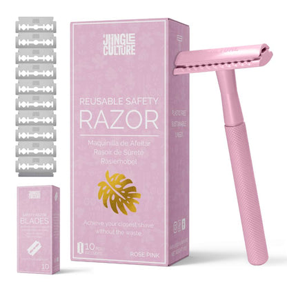 Reusable Metal Safety Razors - Includes 10x Razor Blades: Rainbow