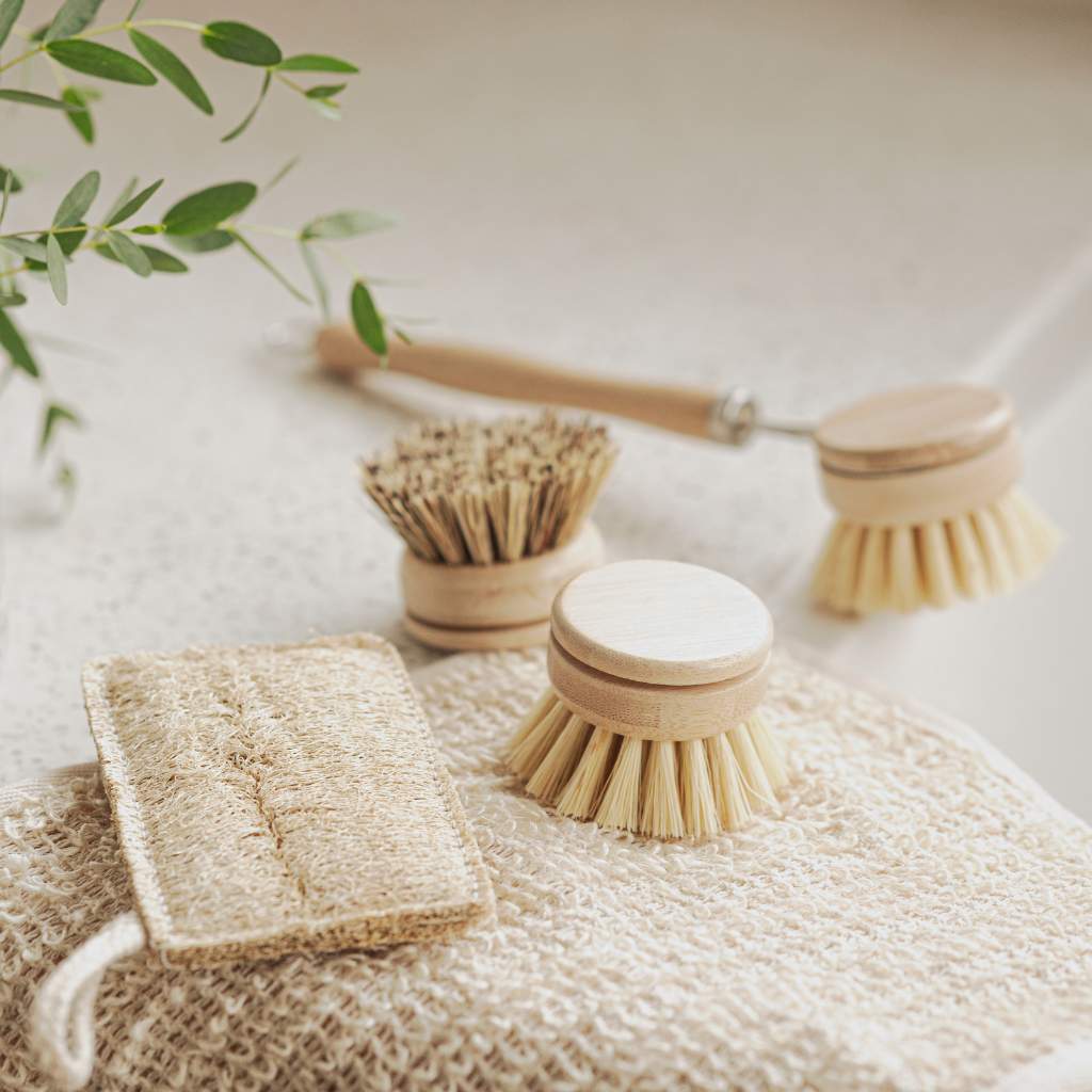 Bamboo Dish Brush Set | Washing Up Cleaning Brushes 4pcs