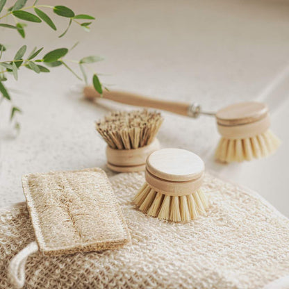 Bamboo Dish Brush Set | Washing Up Cleaning Brushes 4pcs