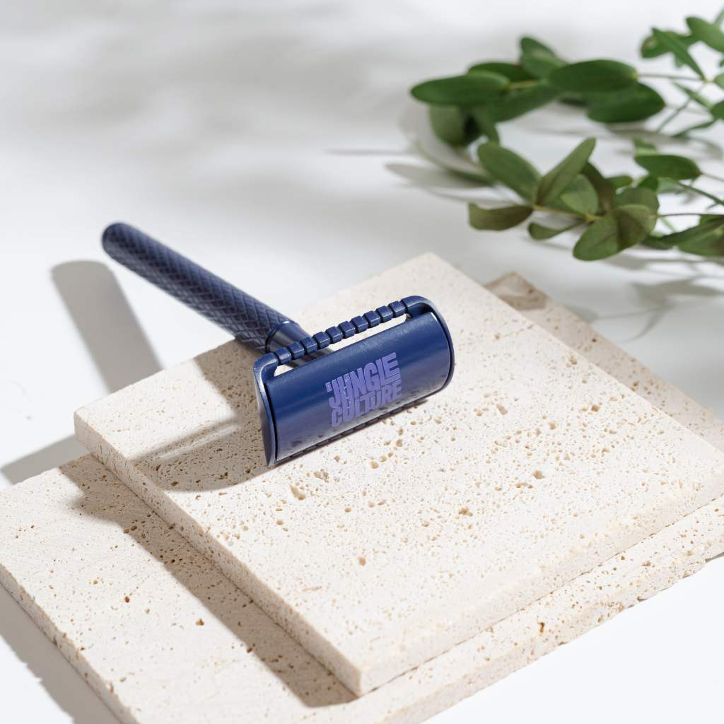 Reusable Metal Safety Razors - Includes 10x Razor Blades: Sapphire Blue