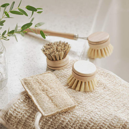 Bamboo Dish Brush Set | Washing Up Cleaning Brushes 4pcs