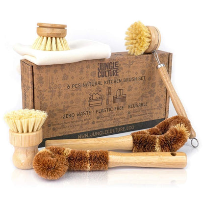 Bamboo Dish Brush Set- Eco Friendly Washing Up Brushes