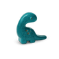 A teal-colored PlanToys - Diplodocus with a sparkling texture against a green background, made by PlanToys from sustainable materials.