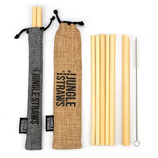 Bamboo Straws - Reusable Drinking Straw Set - Plastic-Free: Slate (Dark Grey)