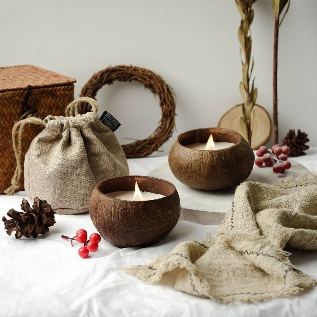 Coconut Shell Candle w/Gift Bag