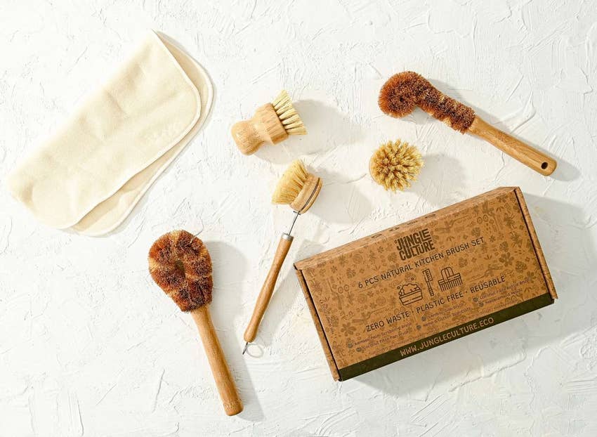 Bamboo Dish Brush Set- Eco Friendly Washing Up Brushes