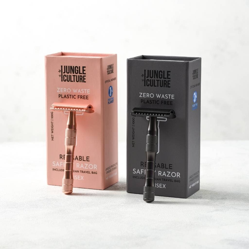 Rose Gold and Metallic Black Reusable Safety Razors