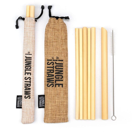 LBamboo Straws - Reusable Drinking Straw Set - Plastic-Free: Vanilla (Cream)